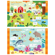 Review pages of 'Brain Quest: Learn to Write Letters' with a dinosaur illustration and colorful design.