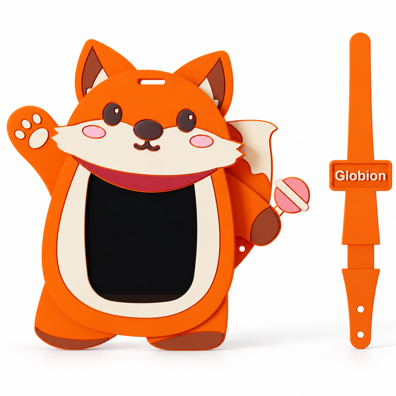 Fox Doodle Pad by Globion with stylus on a white background
