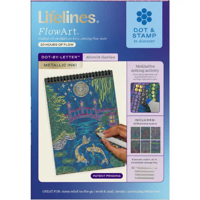 Lifelines Flow Art Moon Lit Garden sensory art kit with calming garden design.