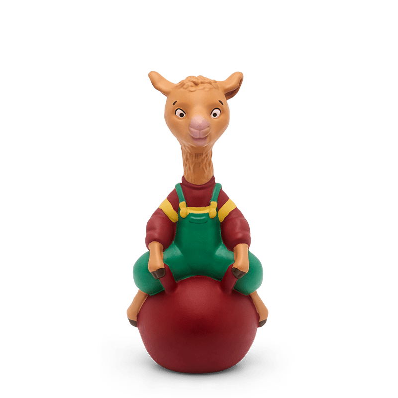 Tonie Llama Llama figure sitting on red ball with green overalls