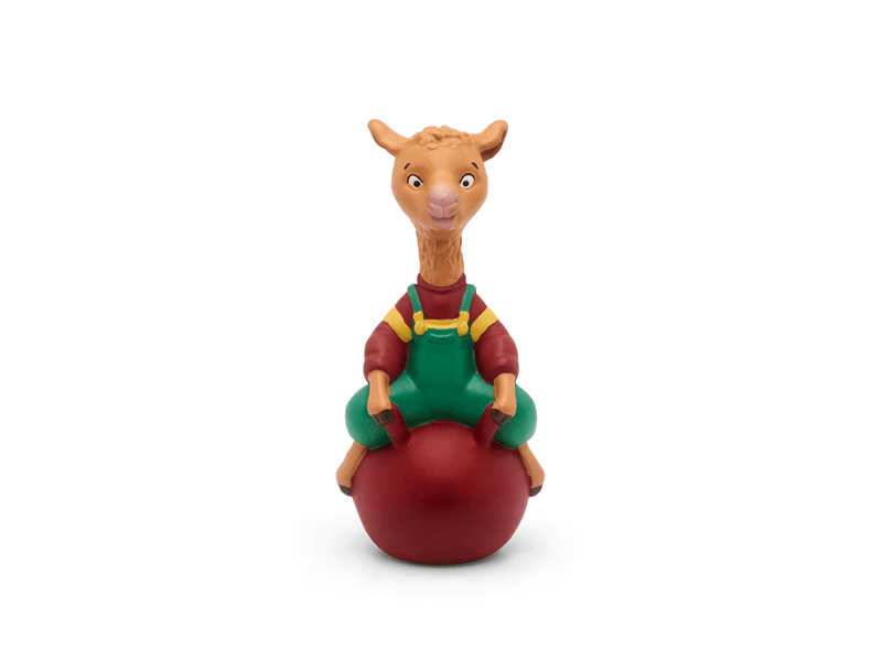 Llama Llama Tonie figure sitting on red ball wearing green overalls and red shirt