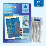 Lifelines FlowArt dot-by-letter meditation kit with metallic markers and seahorse design