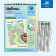 Lifelines FlowArt Dot-By-Letter Cozy Cottage meditation art kit with markers and spiral-bound book