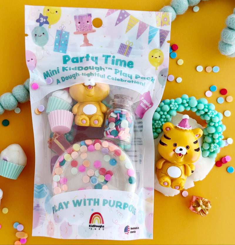 EarthGrown KidDoughs Party Time mini sensory play pack with dough and celebration accessories