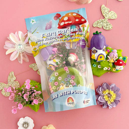 Fairy Garden mini sensory play scene with KidDough and themed accessories