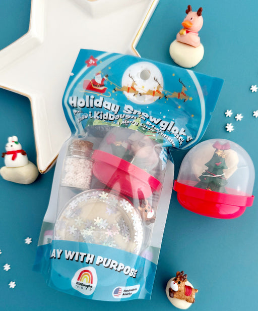 Holiday Snowglobe KidDough mini play scene with colorful dough and themed accessories