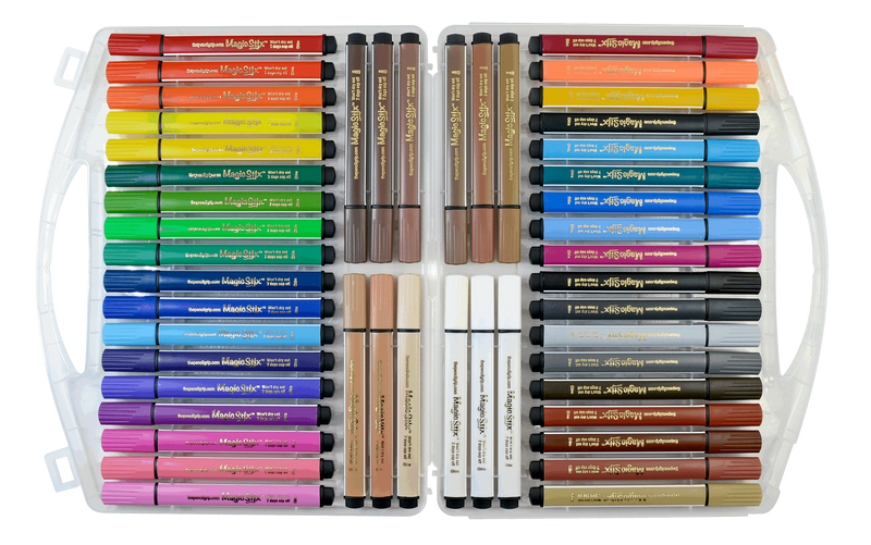 Magic Stix markers 48-pack set in clear storage case with multiple colors