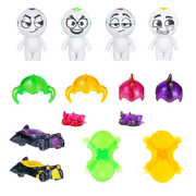 Set of Ergg figures with various colorful accessories on a white background