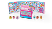 Crocodile Creek Rainbow Race magnetic board game with fairy character pieces and colorful track.