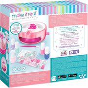 The back side of the Make It Real toy packaging with colorful design and product illustration.
