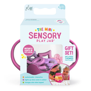 Package of the Glo Pals Mini Sensory Play Jar with pink handles on a white background.