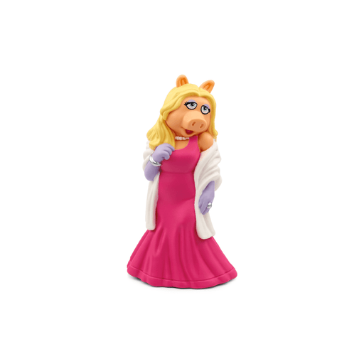 Miss Piggy Tonie figurine in pink dress with white fur stole on white background