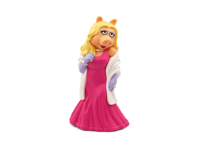 Miss Piggy Tonie figurine in pink dress with white fur stole on white background