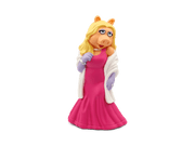 Miss Piggy Tonie figure in pink dress with white stole on green background