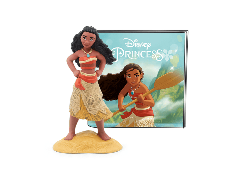 Tonie Disney Moana figurine standing on base with official Disney Princess backdrop
