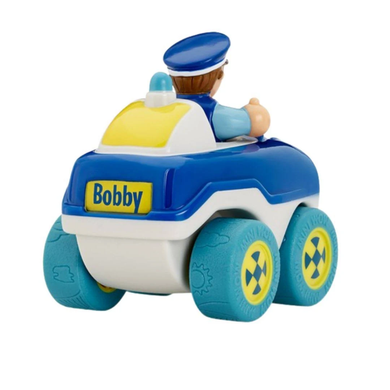 WOW Toys My First Wow Police Car driving away with Bobby on license plate.