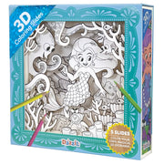 Dazzit 3D Coloring Slides packaging with mermaid design and colored pencils.