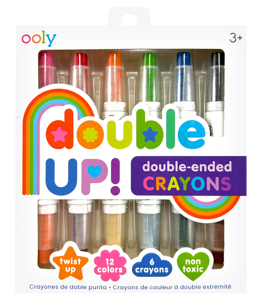 OOLY Double Up double-ended twist-up crayons set with 6 crayons and 12 colors