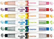 OOLY Double Up double-ended crayons set of six shown with color swatches on white background