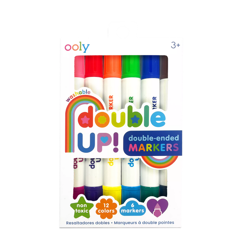 OOLY Double Up washable double-ended markers set with 12 colors and 6 markers