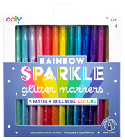 OOLY Rainbow Sparkle Glitter Markers set of 15 with pastel and classic colors
