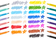 OOLY Rainbow Sparkle Glitter Markers displayed with colorful swatches and star drawings on white background