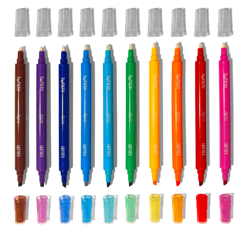 OOLY Switch-eroo color-changing dual-ended markers set of 10 with caps displayed