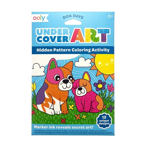 OOLY Under Cover Art Dog Days hidden pattern coloring book with cute dogs on cover
