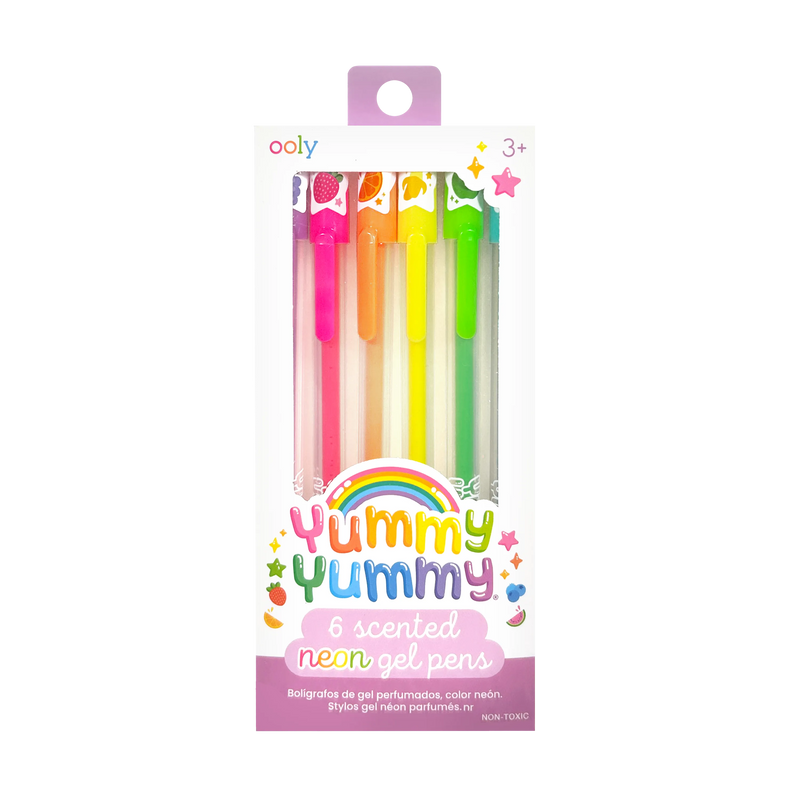 OOLY Yummy Yummy 6 scented neon gel pens in colorful packaging