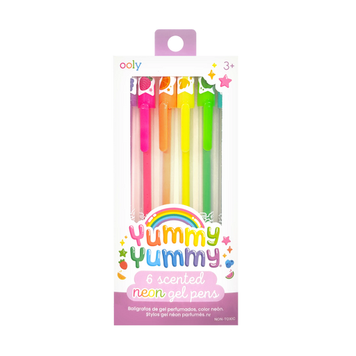 OOLY Yummy Yummy 6 scented neon gel pens in colorful packaging