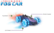 Trailblazer Fog Car toy vehicle on a white background with callout labels pointing to Fog Blaster, Bumpin Speaker, and LED Wheels.