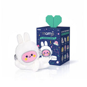 White bunny plush toy in astronaut costume with Momiji blind box packaging