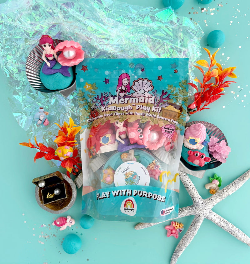 Mermaid KidDough play scene with colorful dough and ocean-themed accessories