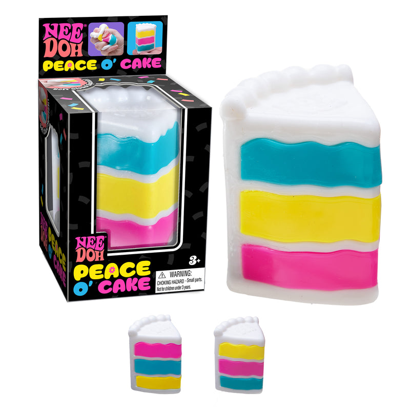NeeDoh Peace O Cake squishy toy with colorful layered cake design in packaging