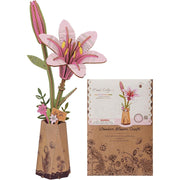 Hands Craft Pink lily wooden craft with packaging on a white background