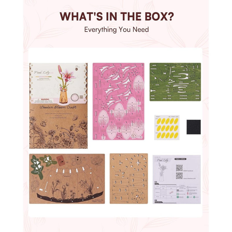 Collage of craft items with text 'What's in the box? Everything You Need' on a white background