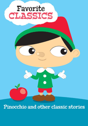 Colorful illustrated Pinocchio character in elf-like outfit for Tonies audio story collection