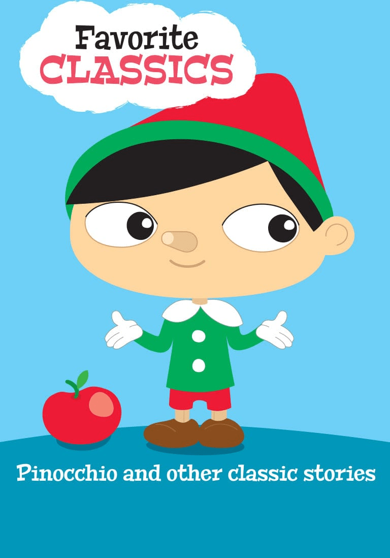 Colorful illustrated Pinocchio character in elf-like outfit for Tonies audio story collection