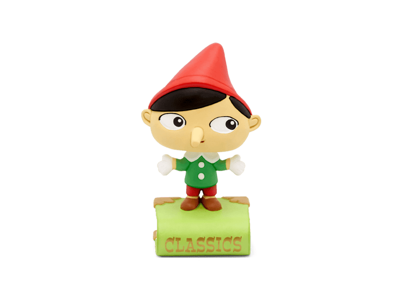 Tonies Pinocchio character figurine with red hat and green shirt on green base