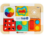 Colorful modular activity board for children with 'PlayTAB' branding on a white background.