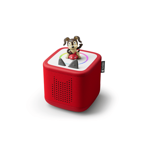 Red TonieBox 2 Starter Set with Playtime Puppy figurine on white background