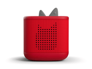 Red TonieBox 2 audio player with speaker grille and gray ear-shaped antenna projections on white background