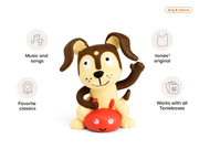 Tonies Playtime Puppy character with red base featuring music and song capabilities