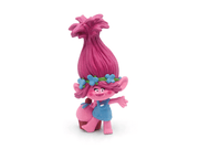 Pink Troll character Poppy figurine with tall pink hair and blue flowers