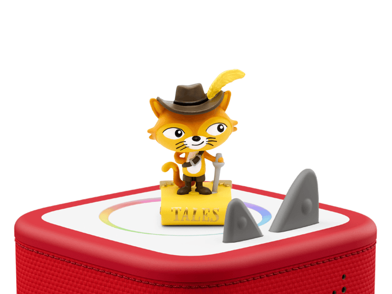 Tonie Puss in Boots character figurine on red Toniebox with white background