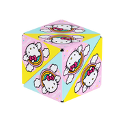 Shashibo cube puzzle featuring Hello Kitty design with rainbow patterns and unicorn themes