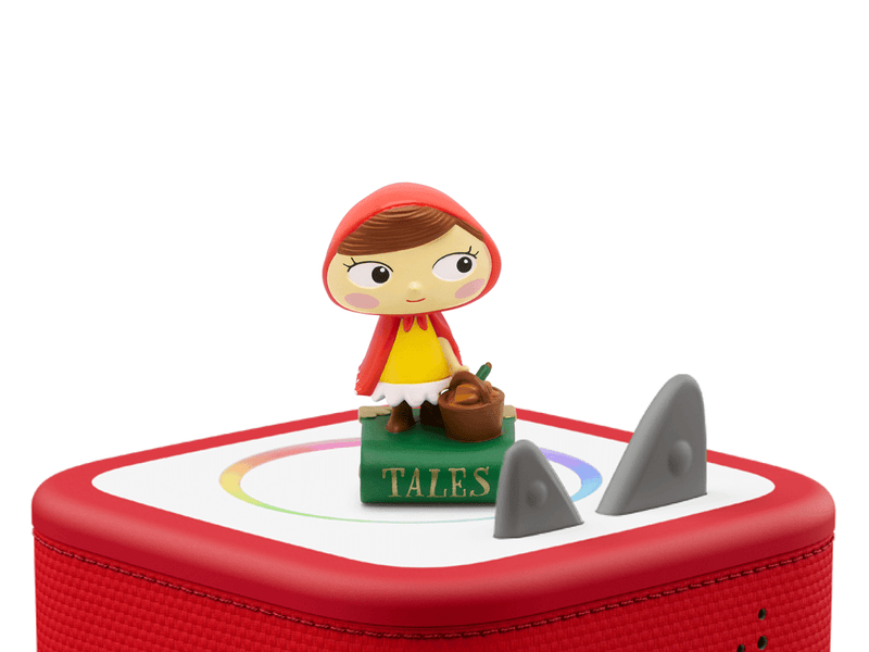 Little Red Riding Hood Tonie figure on red Toniebox with fairy tale accessories