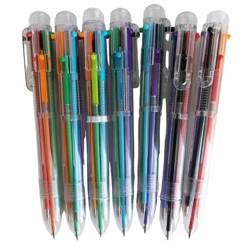 Retro 6-color pen.  Clear case with choice of several different colors of ink. 