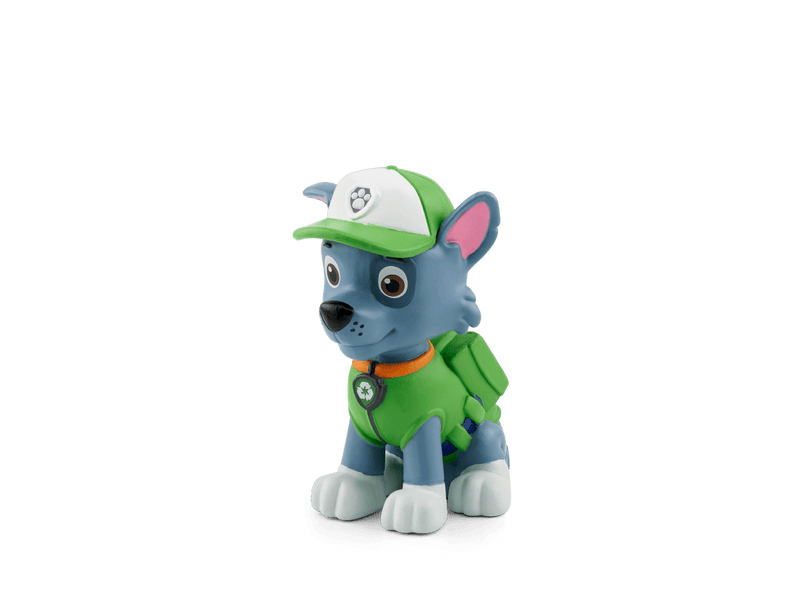 Rocky Paw Patrol Tonie figure in green uniform and cap on plain background