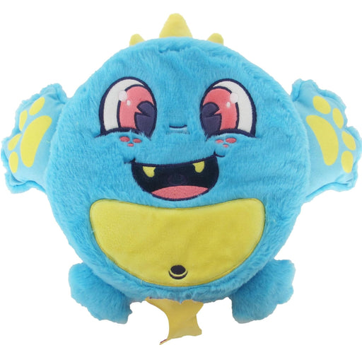 Picture of blue scented (kiwi) plush Fart Monster on white background.  Name is Tootles.  
